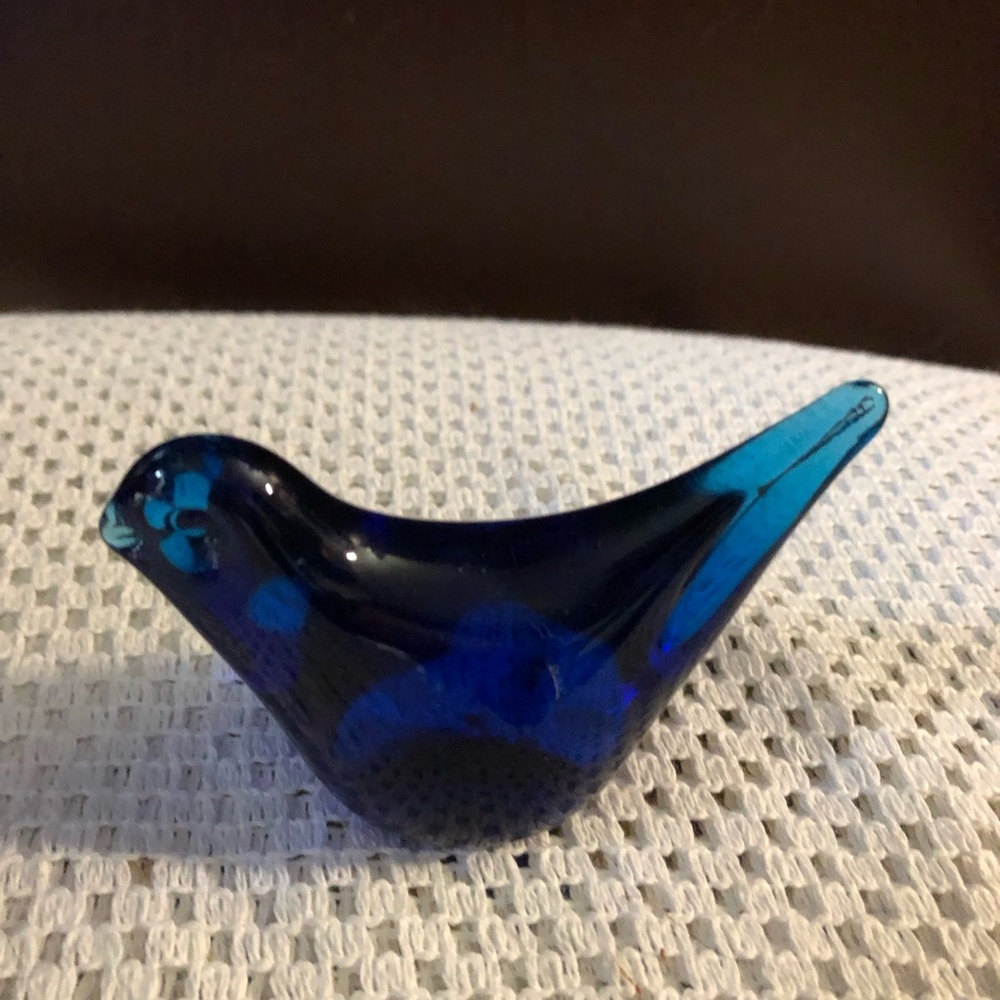 Handblown Glass Cobalt Blue Small Bird